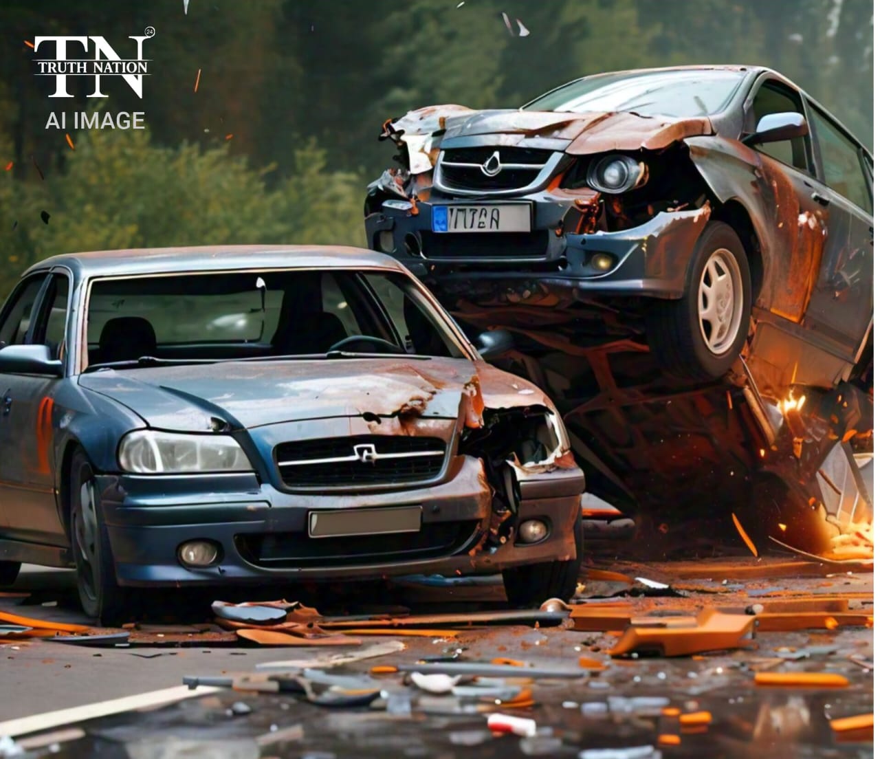 कर्नाटक- तुमकुरु में दो कारों की जोरदार टक्कर से पांच लोगों की दर्दनाक मौत, चार अन्य घायल।