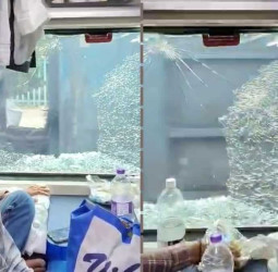 ताप्ती गंगा एक्सप्रेस पर पथराव: जलगांव के पास ट्रेन की खिड़की टूटी, यात्रियों ने मांगी सुरक्षा।